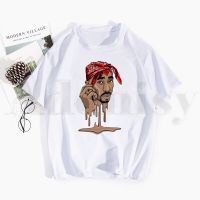 เสื้อยืดผู้ชายพิมพ์ลายสไตล์ลำลองของ2pac แร็ปเปอร์เสื้อยืดของเสื้อยืดแขนสั้นชายเสื้อยืดเสื้อเชิ้ตผู้ชาย