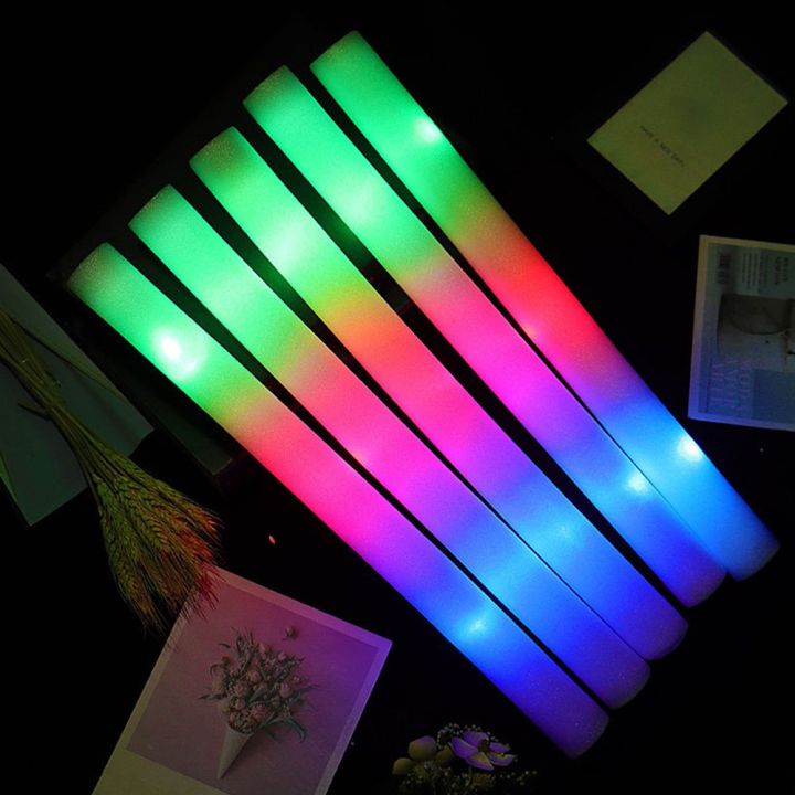 5Pcs Multi Color LED Foam Flashing Glowing Stick Fluorescent Light