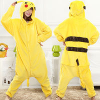 Kigurumi Pokemon Pikachu Onesieผู้หญิงผู้ใหญ่อะนิเมะชุดนอนคอสเพลย์น่ารักMascot