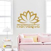 (สติ๊กเกอร์และรูปลอกผนัง) Namaste Dinding Bunga Teratai Stiker Vinyl dan Stiker Buddha Wallpaper Dekorasi Dinding Kamar Tidur Studio Yoga Dekorasi Lot