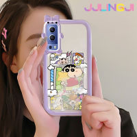 Jlingji เคสสำหรับ VIVO Y72 5G Y52 5G Y75s 5G เคสการ์ตูน Crayon Shin-Chan สีสันสดใส Little Monster Camera นิ่มสำหรับเลนส์กันกระแทกแบบใสเคสมือถือเคสป้องกันซิลิโคนความคิดสร้างสรรค์โปร่งใสเรียบง่าย