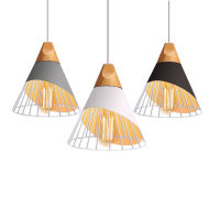 Pendant Lamp Modern Industrial E26 E27 Wood Pendant Lights For Bedroom Hanging Lamp Loft Nordic Aluminum Lampshade Bulb Kitchen