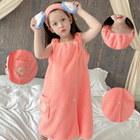 Pineapple Lattice Coral Fleece Soft Beach Towel Childrens Bathrobe Bath Childrens Bathrobe Wrapped Shower Skirt