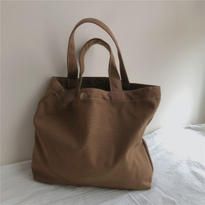 Solid Color Shopping Bag Pocket Tote Fashion Shopping Bag Grocery Bags Canvas Bags Foldable Bag