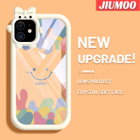 เคส JIUMOO สำหรับ iPhone 11 Pro 11 Pro Max เคสแฟชั่นนำโชคยิ้มกล้องมอนสเตอร์ตัวน้อยสีสันสดใสนิ่มสำหรับเลนส์กันกระแทกแบบใสเคสมือถือเรียบง่ายฝาครอบความคิดสร้างสรรค์โปร่งใสป้องกันซิลิโคน