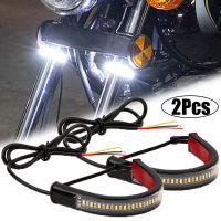 12Pcs Universal LED Motorcycle Turn Signal Light &amp; DRL Amber White Moto Flasher Ring Fork Strip Lamp Flashing Blinker 12V