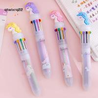QTWIX ของขวัญสำหรับเด็กสร้างสรรค์0.7มม. ปากกา10สีอุปกรณ์การเขียนยูนิคอร์นน่ารักปากกาหมึกสีปากกาหลากสีปากกาลูกลื่นปากกาเซ็นชื่อ