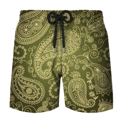 2023 Fashion Men Paisley Pattern 3D Printed Vintage Shorts Summer Holiday Casual Pants Beach Surffing Swim Men Shorts Quick Dry
