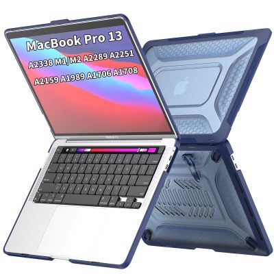 เคสสำหรับ Macbook Pro 13 A2338 M1/M2 A2289 A2251 A2159 A1989 A1706 A1708กันกระแทกแข็งแกร่งแล็ปท็อปเปลือกแข็งฝามีขาตั้ง