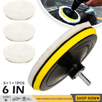 Sponge Polishing Waxing Buffing Pads Kit Set ชุดแผ่นฟองน้ำลงแว๊กซ์ขัดเงาขนาด6นิ้ว3 + 2ชิ้น,เครื่องมือขัดสีรถยนต์พร้อมอะแดปเตอร์สว่าน M14 Compound Auto Car polishing tool