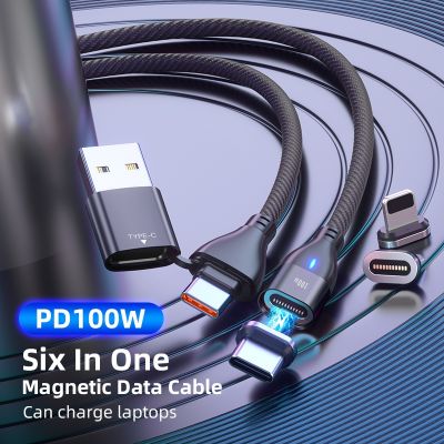 （A LOVABLE）100WUSB Type C ถึง USB C Magnetic5ACharging 61สายข้อมูลแม่เหล็กสำหรับ iPhone ที่ชาร์จโทรศัพท์สาย USB