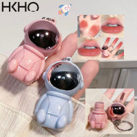 HKHO ลิปสติกเนื้อพวงกุญแจนักบินอวกาศกันโคลนกำมะหยี่เนื้อด้านสีน้ำตาลสีแดงกันน้ำคงทนลิปกลอสแก้วไม่ติด