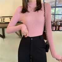 Long Sleeve Sweater 182801 Versatile Half Turtleneck Bottoming Shirt Top Slim-Fit Autumn Winter 28