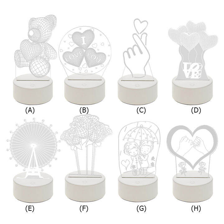 usb-led-ข้างเตียง3มิติแสงโรแมนติกยามค่ำคืนความรักอะคริลิคเดสค์ท็อปโคมไฟตั้งโต๊ะ