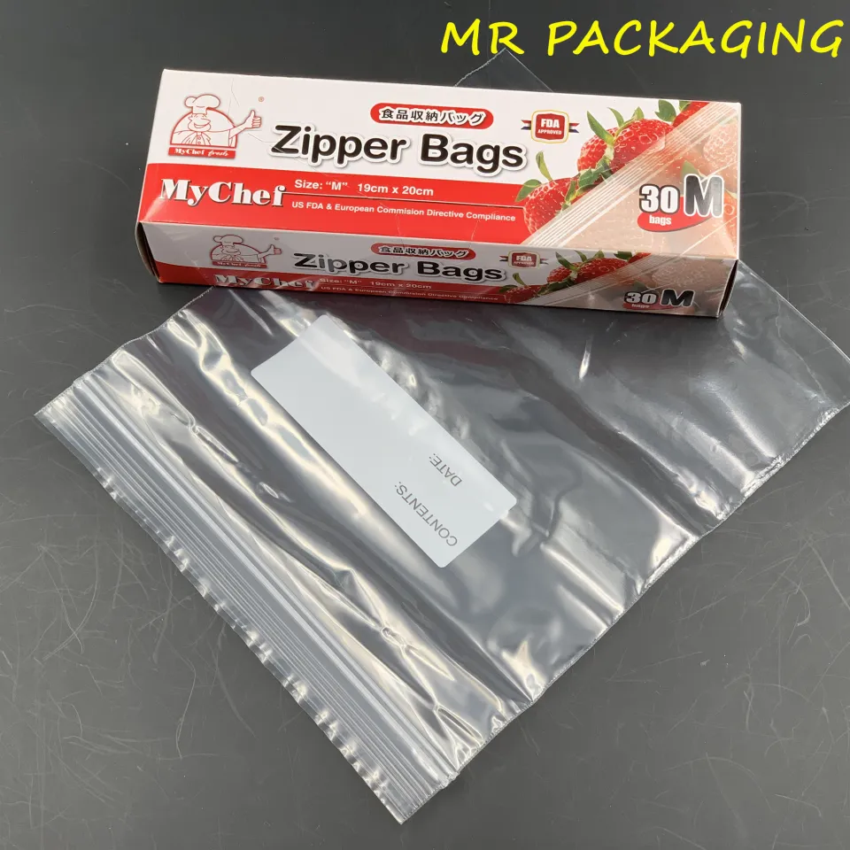 Zipper Bag ( M ) 19cm x 20cm ( 30pcs ) - Zip Lock Plastic Bag Clear Ziplock  Beg - Thick - My Chef