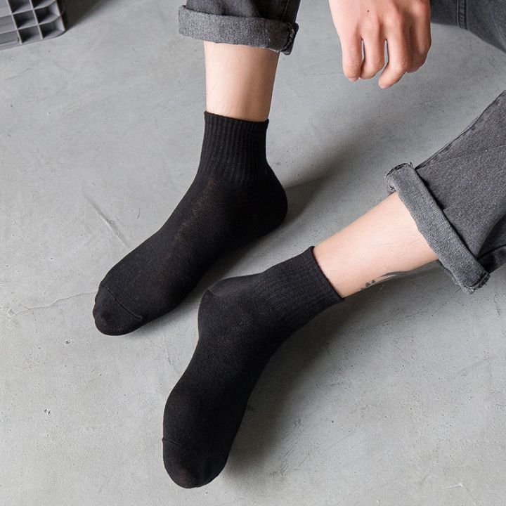 summer-pure-cotton-medium-socks-stockings-solid-color-sports-socks