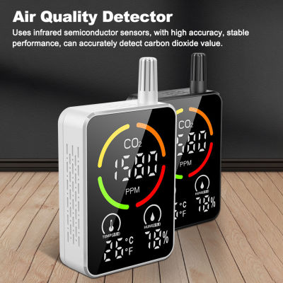 Infrared Semiconductor Multifunctional 3in1 CO2 Temperature Humidity Monitoring Device Digital Display Household Air Quality Detector with Time Display Function