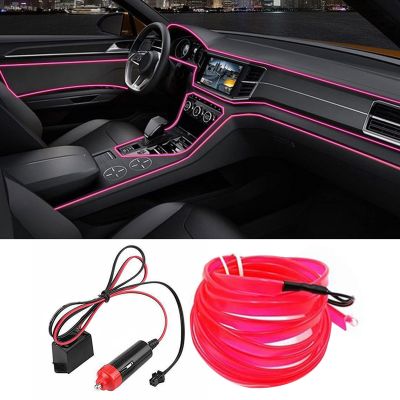 ⊕◇ 5m LED Filament Car Neon Car Interior Ambient Light Strip Decorative Light Hose Cigarette Lighter USB Cable Car Accessories