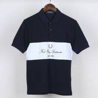 FREDPERRY เสื้อโปโลหูข้าวสาลีของผู้ชายเสื้อยืดผ้าฝ้ายระดับไฮเอนด์แขนลำลองขาสั้นปักลาย