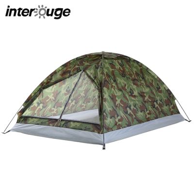2 Persons Waterproof Camping Tent PU 1000mm Polyester Fabric Single Layer Tent For Outdoor Hiking Travel Beach 200x130x110cm