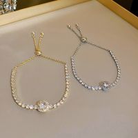 ℗☾ Full of Rhinestones Adjustable 18K Gold Plated Stainless Steel Bracelet For Women 2022 New Trendy Square Zircon Bracelet Jewelry