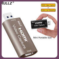 Rullz 4K USB 3.0 HDMI การ์ดบันทึกวิดีโอเกมโทรศัพท์หลักสูตรการออกอากาศทางเว็บบอร์ดบันทึกวิดีโอ1080P 60FPS พีซีถ่ายทอดสด