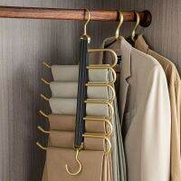 Multifunctional Aluminum Foldable Pants Hanger Multi-layer Pants Rack Trackless Magic Clothes Pants Clip