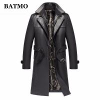 Batmo 2022มาใหม่ฤดูใบไม้ร่วงและฤดูหนาวจริงหนังหนา T Rench Coat ผู้ชาย,แจ็คเก็ตหนังผู้ชาย,เสื้อคลุมยาวขนาดบวก S-5XL