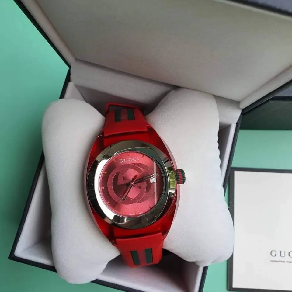 ออก Shop รับประกันของแท้ 100% นาฬิกาข้อมือ Gucci Sync XXL Red