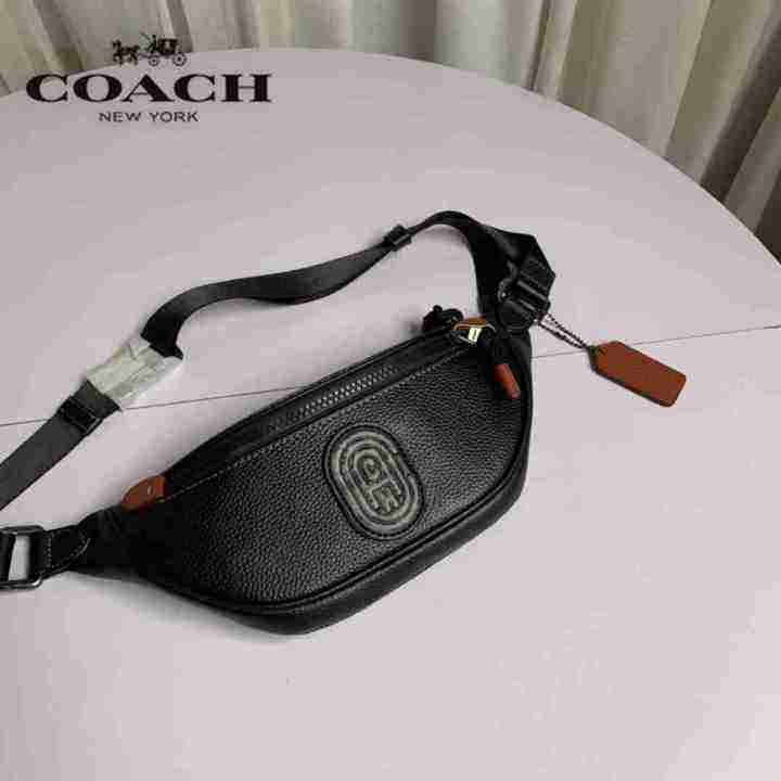 Coach waist bag men chest bag smooth leather trendy brand new 89621