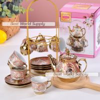 ชุดกาน้ำชา 13in1 Afternoon Tea Set (คละลาย) พร้อมแก้ว เชตแก้วน้ำชา ชุดน้ำชาสไตล์ยุโรป ชุดแก้วกาแฟ+ถาดรอง ของขวัญ ของฝาก