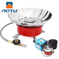 AOTU split gas stove outdoor portable windproof camping cooking stove head solar gas-burner tableware for tourism kitchenette