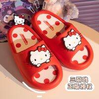 Hello Kitty Sanrio IP joint sandals and slippers female summer cartoon cute HelloKitty home indoor thick bottom 〖WYUE〗