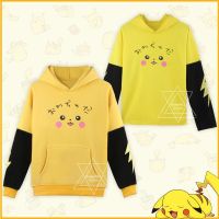 2023 NewAnime คอสเพลย์ Pokemon Go Pikachu น่ารักน่ารักสีเหลืองแขนยาว Hoodies Hooded เสื้อกันหนาว Outwear New