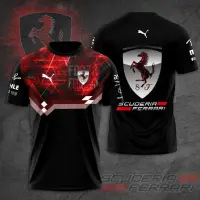 (in stock) 2023. ferrari2023 Leisure Fashion 3D Printing Racing Speed Dried Mens and Womens Summer Short Sleeves (free nick name and logo)