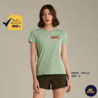 Mc Jeans เสื้อยืดแขนสั้นผู้หญิง คอกลม สีเขียวอ่อน Camping Collection MTSZ959