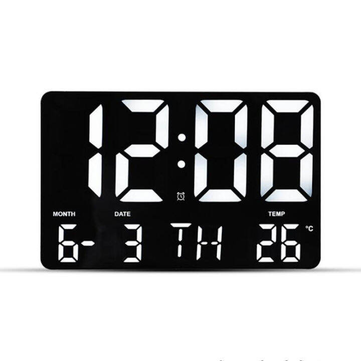 Remote Control Large Electronic Wall Clock Light Sensing Temperature