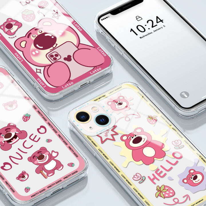 ggk-s23หมี-lotso-การ์ตูนกันกระแทกของแท้ปลอกอ่อนเคสโทรศัพท์คริสตัลคลุมทั้งหมดเคสมือถือใสป้องกันกล้อง