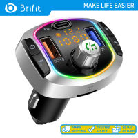 Brifit ที่ชาร์จเร็ว3.0สำหรับโทรศัพท์มือถือ,เครื่องส่งสัญญาณ FM MP3เล่นเพลงบลูทูธ5.0 PD ช่องเสียบ USB 2ช่องสำหรับชาร์จโทรศัพท์ iPhone สมาร์ทโฟน Xiaomi