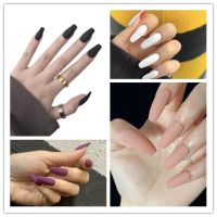 24Pcs Long Ballet Frosted Fake Nails Paste Matte Fake Nail With Glue Press On Nails