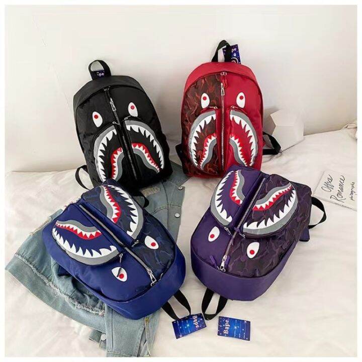 2023-new-shark-school-bag-personalized-graffiti-student-backpack-mens-and-womens-fashion-trend-travel-bag