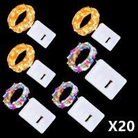 20 Pcs/Lot With Battery Copper Led Fairy Lights 1/2/3M Battery Operated LED String Light Xmas Wedding Party Decoration Lights