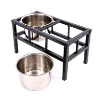 Elevated Dog Feeder with 2 Removable Stainless Steel Bowls Raised Pet Food Water Dispenser Stand for Large Dog Cat Au19 21