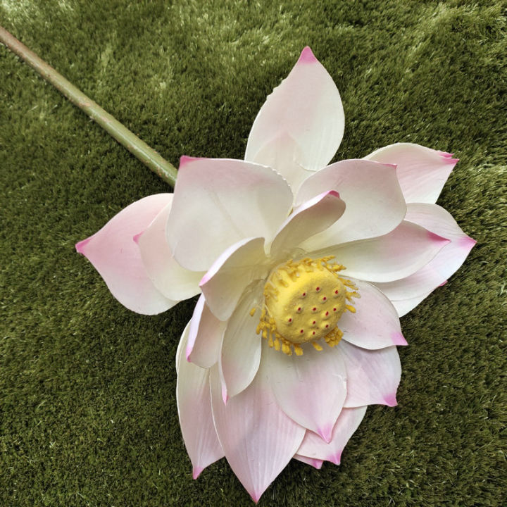 บัวเดี่ยว-ใบบัว-ดอกไม้เทียมบัว-บัวตกแต่งบ้านวัดพระพุทธรูปเดี่ยว-บัว-lilyhuilinshen-น้ำ