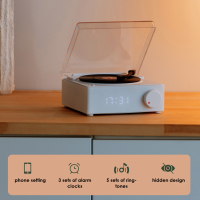 ?Dream Best? X11 Light Luxury Retro Bluetooth Speaker 360° Stereo Sound HD Sound Quality Audio with Turntable Alarm Clock Dual-purpose Design BothSpeaker and Alarm Clock