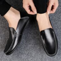 ฤดูร้อนผู้ชายรองเท้าลำลองแบรนด์หรูของแท้หนัง Loafers รองเท้าแตะ Breathable Slip Ons เรือ Shoes