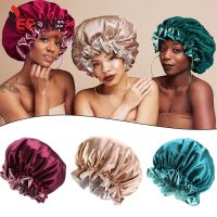 【cw】 Wine Color Bonnet Cap Elastic Layer Silk Sleeping Cover Lined Hair Wrap Curly 1