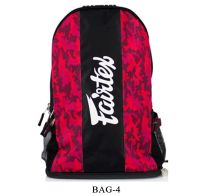 Fairtex Backpack Bag-4 Red Boxing Equipment Large Water proof Nylon Muay Thai MMA K1 กระเป๋าเป้ แฟร์แท็ค สีแดง สำหรับใส่อุปกรณ์มวย และ อุปกรณ์กีฬา