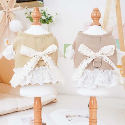 Pet Dog Harness Vest Mesh Cloth Princess Bow Harnesses Chest Strap Vests Puppy Cat No Pull Harness Dress For Small Dogs Chiwawa Collars