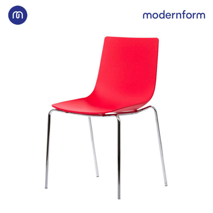 modernform-เก้าอี้อเนกประสงค์-เก้าอี้สัมมนา-เก้าอี้ประชุม-รุ่น-ct390-ขาเหล็ก-สีแดง